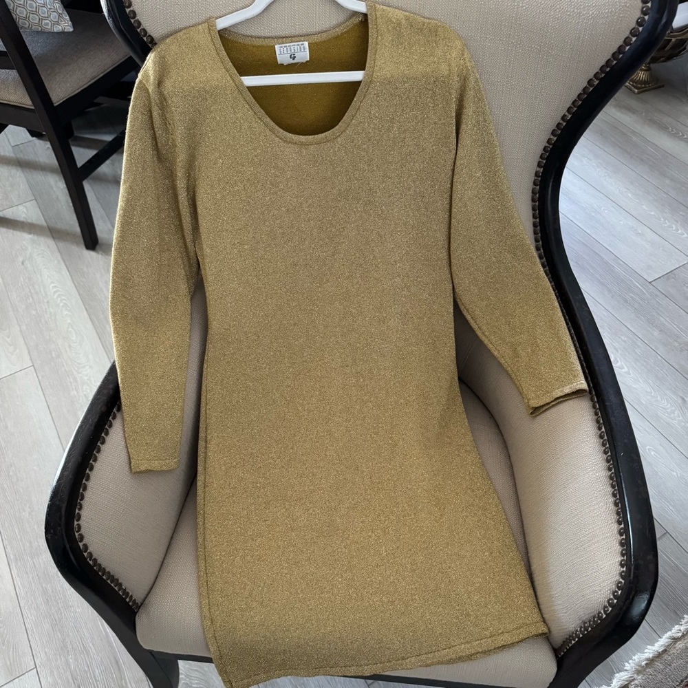Georgiou G Gold Metallic Knit Dress - Picture 2 of 6